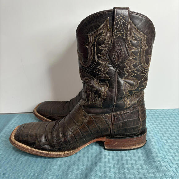 J.B. Dillon Reserve Cowboy Caiman Skin Exotic Leather Brown Boots Mens Sz 10.5 D - Picture 5 of 15